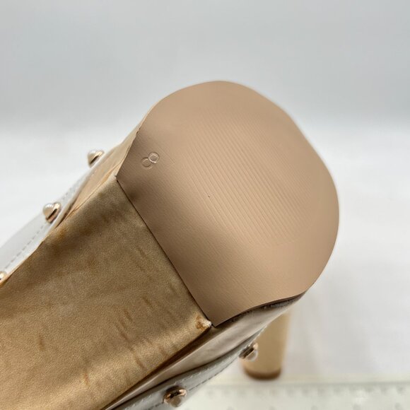 miss left White Platform Chunky High Heel Mules Open Toe Studded Slide Sandals - Picture 6 of 8